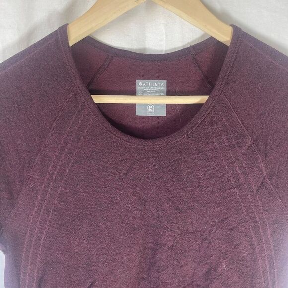 Athleta Speedlight Maroon Heather Fitted Tee Sz M - Picture 7 of 7